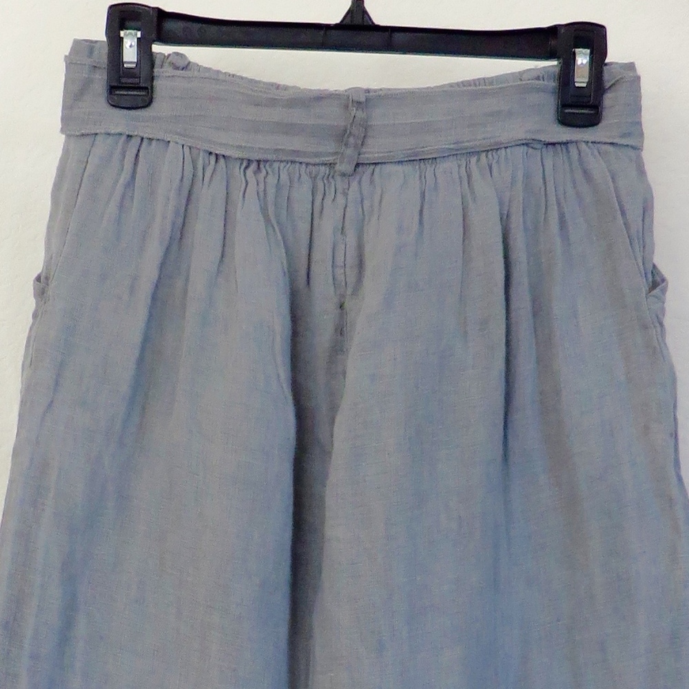 Grey Wide Leg Linen Pants - Picture 5 of 6